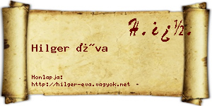 Hilger Éva névjegykártya